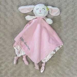 Carter's Little Dreamer Bunny Rabbit Lovey Security Blanket Pink White Rattle